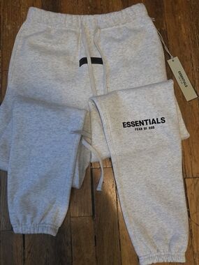 Essentials Gray Heather Joggers with Black ESSENTIALS Logo